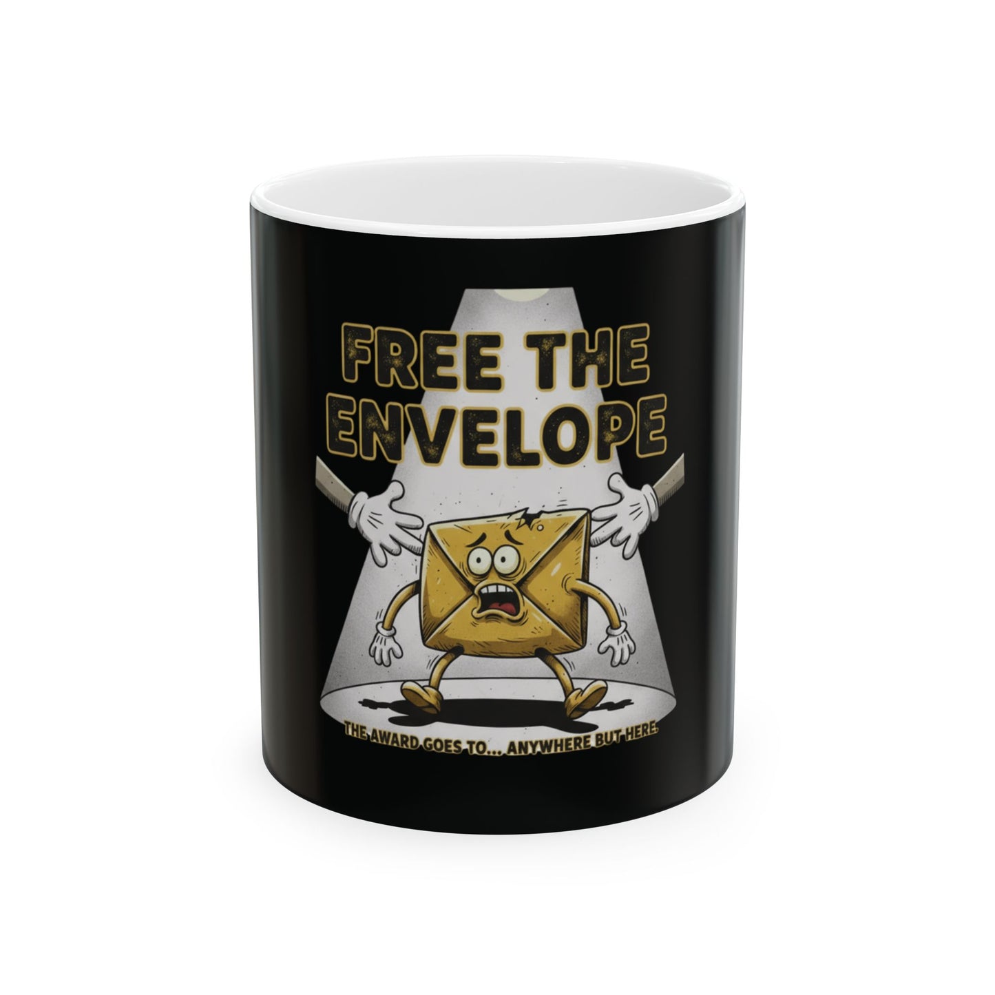 Funny Ceramic Mug - Free the Envelope, Unique Coffee Cup for Gifting, Office Humor, Quirky Drinkware, Tea Lover's Gift