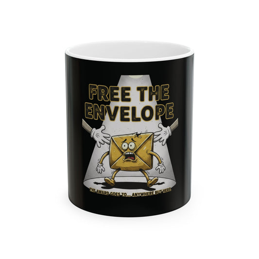 Funny Ceramic Mug - Free the Envelope, Unique Coffee Cup for Gifting, Office Humor, Quirky Drinkware, Tea Lover's Gift